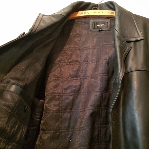 Vintage Very Heavy Leather Jacket Mid Length Men's Large - Picture 3 of 14